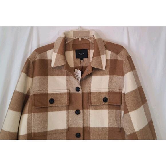 Rails Steffi Shirt Jacket Plaid Brown Cream Large New W/Tags - Picture 3 of 10